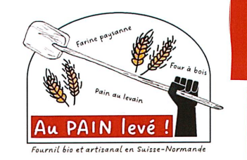 Logo au PAIN Levé : un cadre en forme de fournil, avec une main qui tient une pelle de boulanger